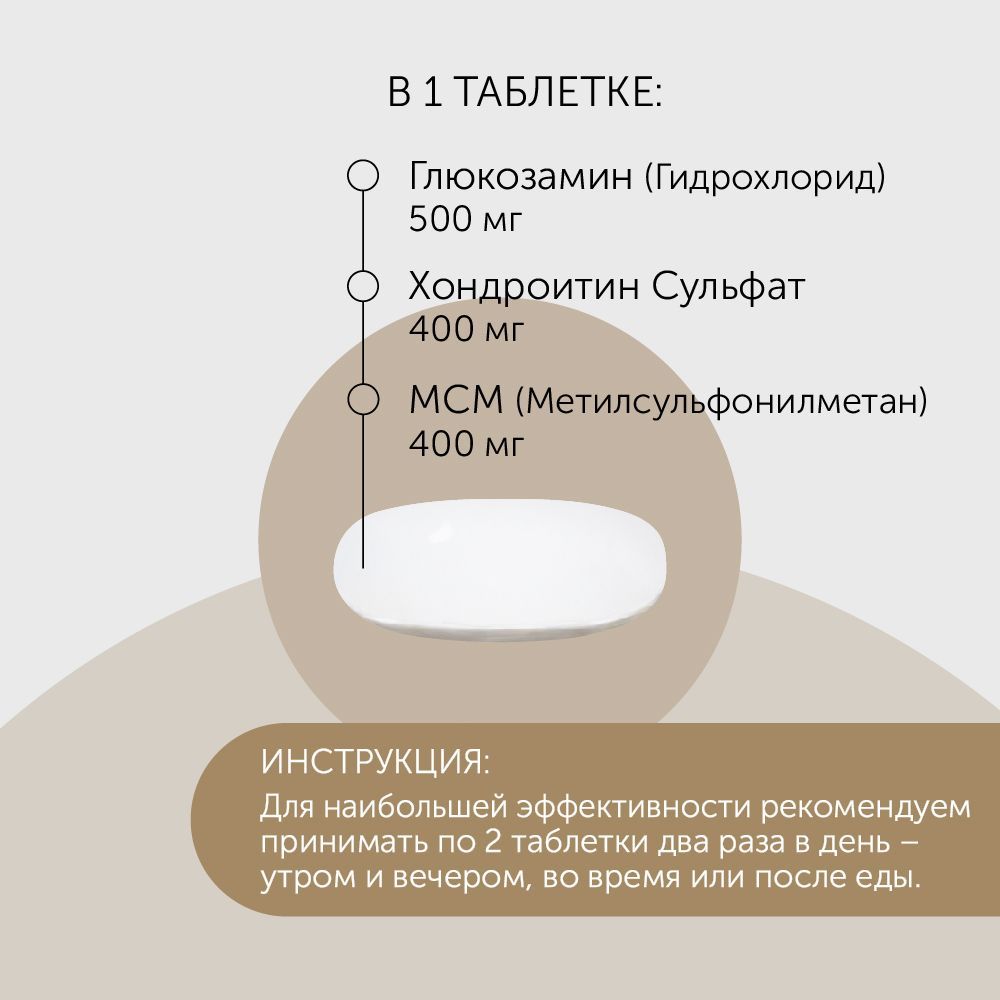 БАД Debavit Глюкозамин и Хондроитин + МСМ 1300 мг Для связок и суставов 90 таблеток - фото 5