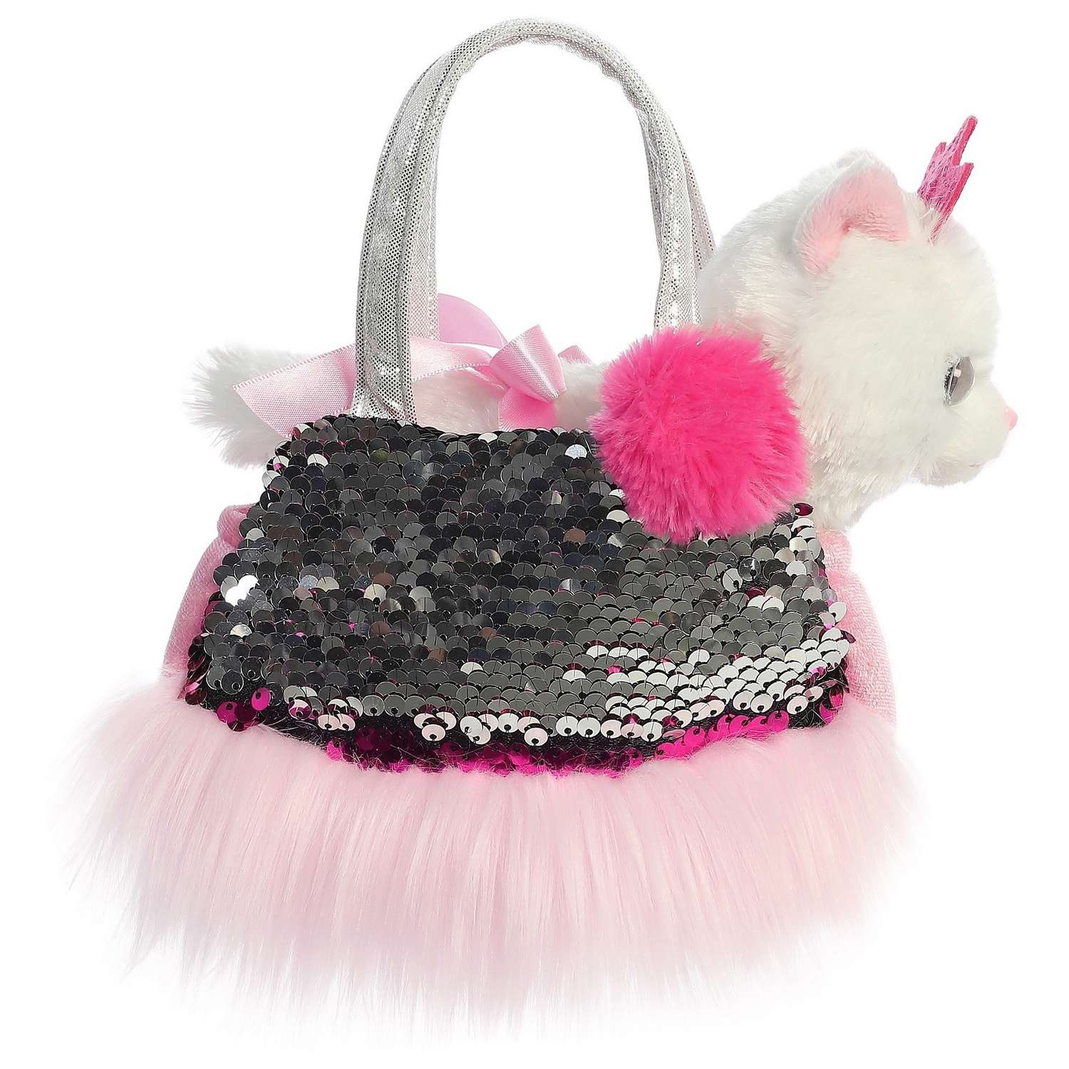Игрушка мягкая Aurora Кошка в сумке Розовый 181149D - фото 2