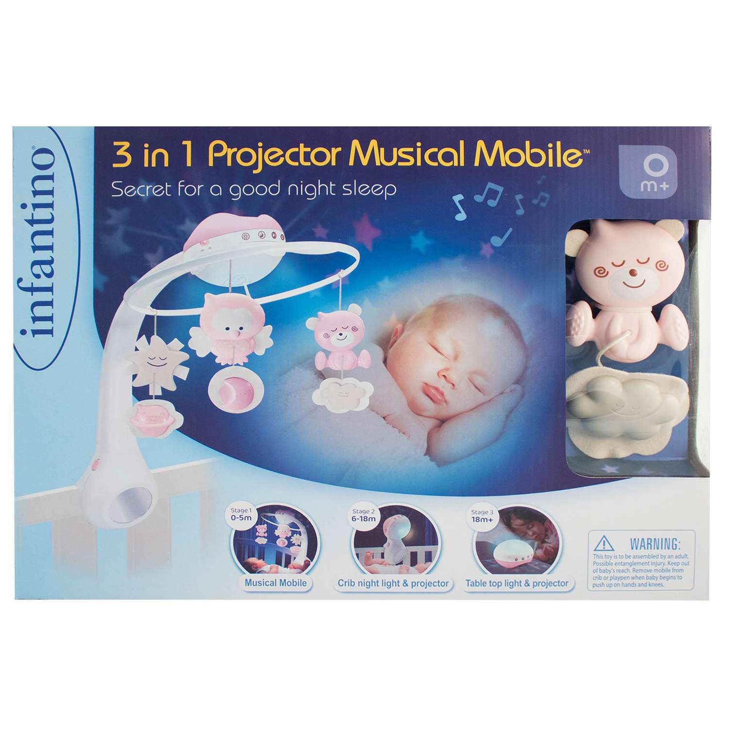 Мобиль-проектор INFANTINO 3в1 музыкальный Розовый 4914 - фото 2