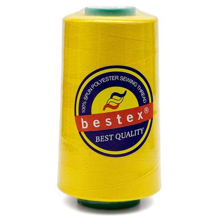Нитки Bestex промышленные для тонких тканей для шитья и рукоделия 50/2 5000 ярд 1 шт 006 ярко-желтый