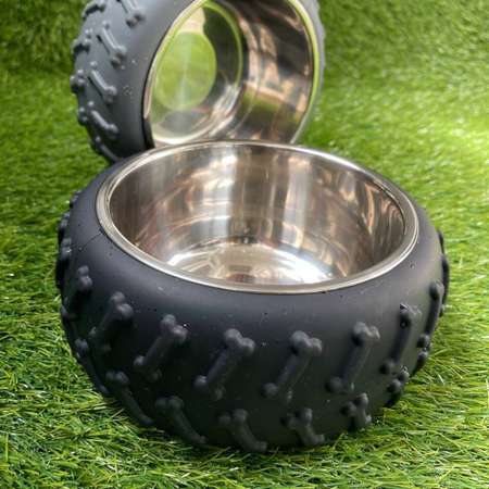 Миска для собак Stefan с силиконовым основанием в форме колеса размер L 700 мл черная