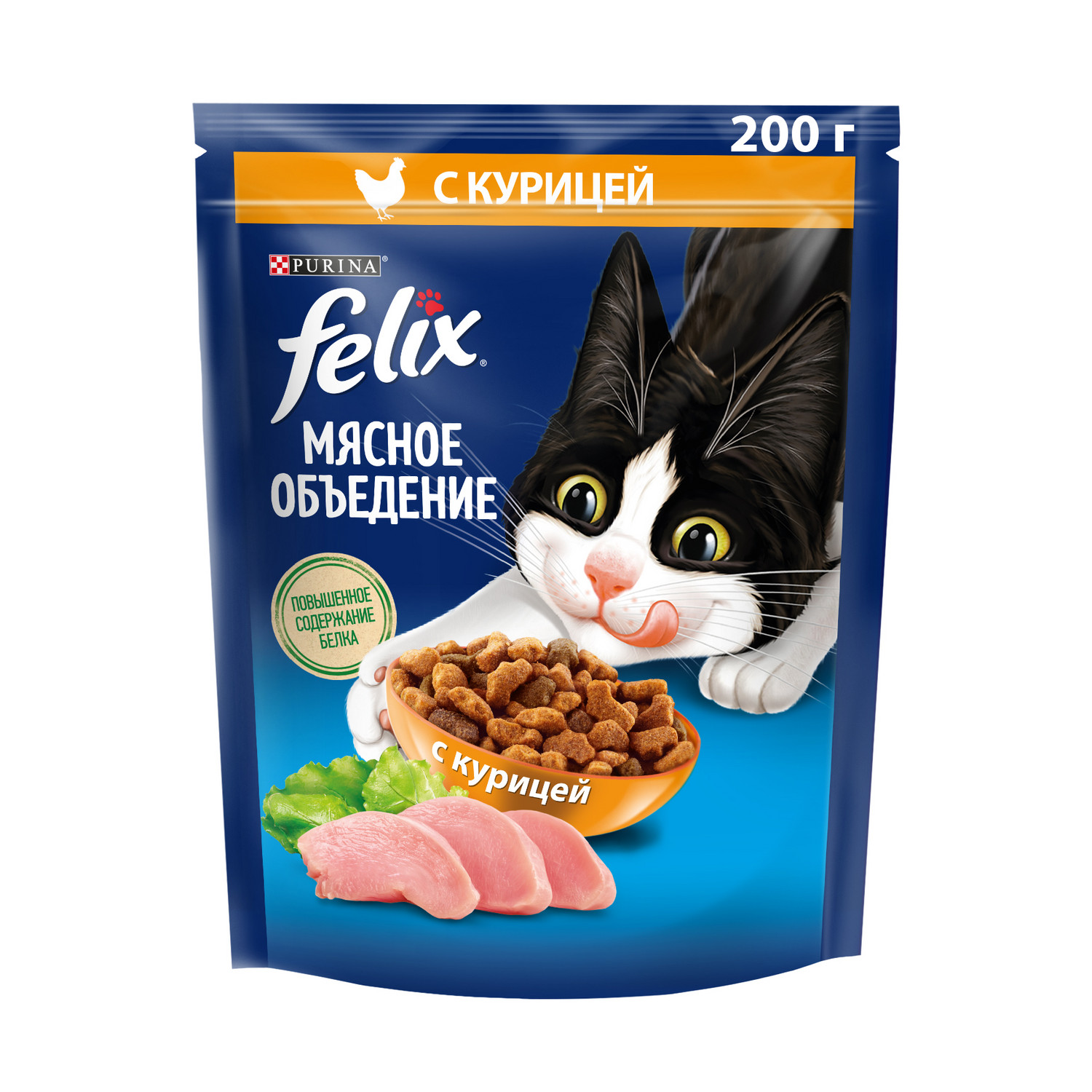 Корм для кошек Felix Мясное объедение сухой с курицей 200г - фото 1