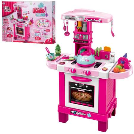 Кухня Помогаю Маме ABTOYS многофункциональная розовая с аксессуарами со световыми и звуковыми эффектами