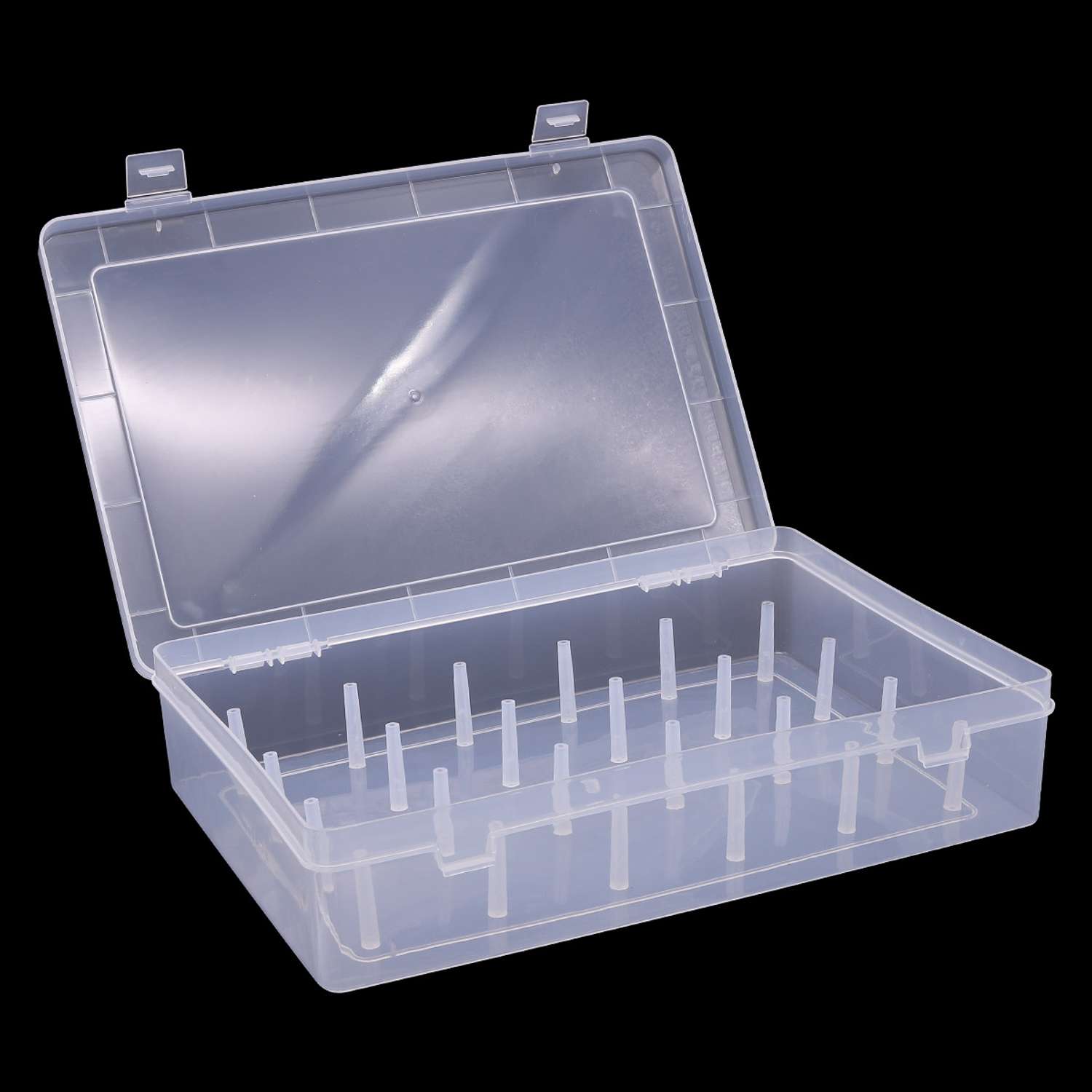 Контейнер - органайзер Айрис пластиковый для хранения катушек с нитками с крышкой на клипсе 24 секции 30 х 20 х 6.3 см - фото 1