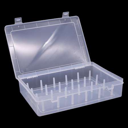 Контейнер - органайзер Айрис пластиковый для хранения катушек с нитками с крышкой на клипсе 24 секции 30 х 20 х 6.3 см