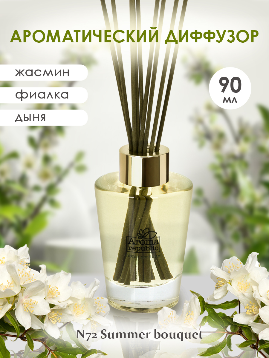 Ароматический диффузор Aroma Republic в стеклянном флаконе 90 мл №72 Summer bouquet - фото 2