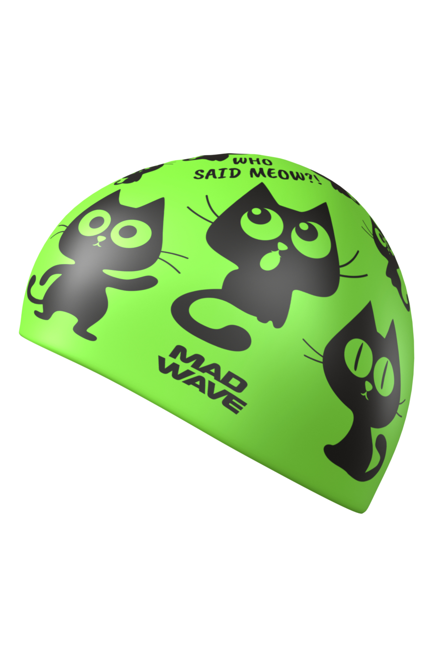Шапочка для бассейна Mad Wave Cats M0574 05 0 00W зеленая - фото 2