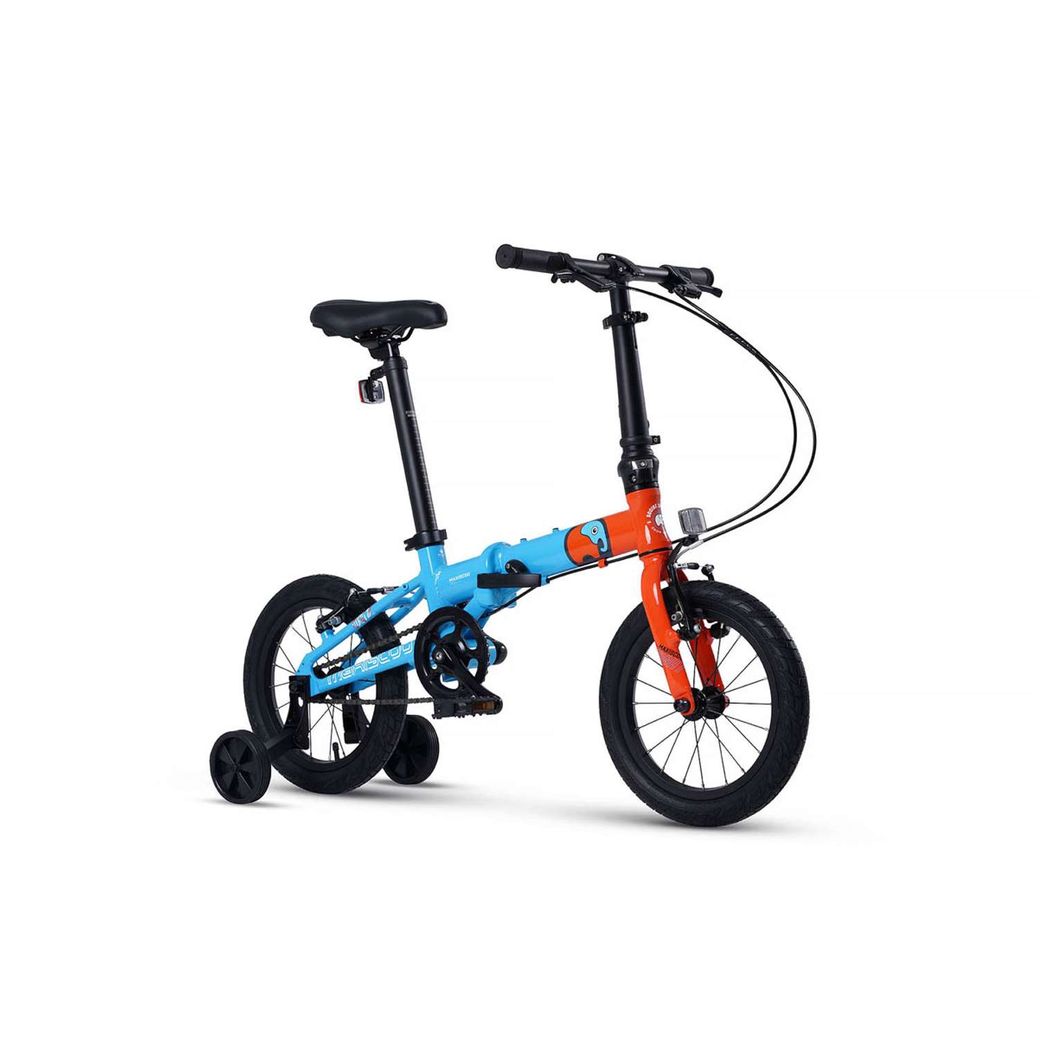 Велосипед Детский Складной Maxiscoo S007 pro 14 синий с оранжевым - фото 2