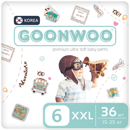 Подгузники-трусики GOONWOO размер 5 XXL 15-25 кг 36 шт