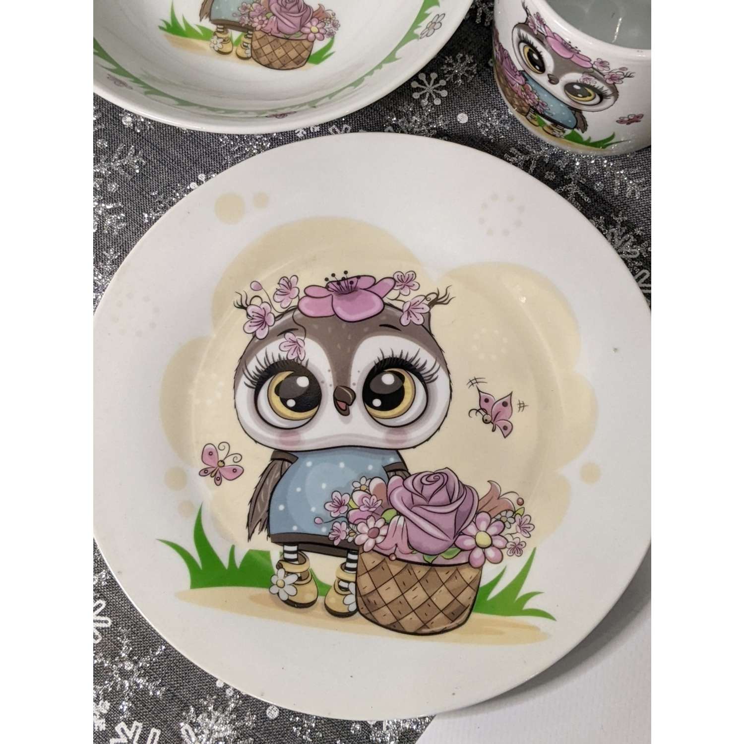 Набор детской посуды Daniks Цветочная сова 3 предмета С640 - фото 3