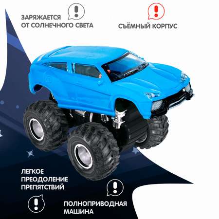 Инерционная машина BONDIBON Джип 4WD светится в темноте синего цвета серия Парк Техники