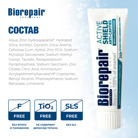 Зубная паста Biorepair Active Shield Активная защита от кариеса