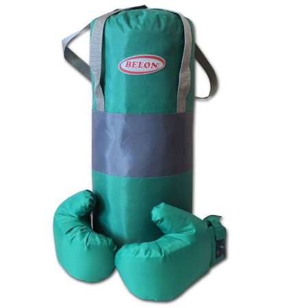 Детский набор для бокса Belon familia груша с перчатками цвет серый зеленый