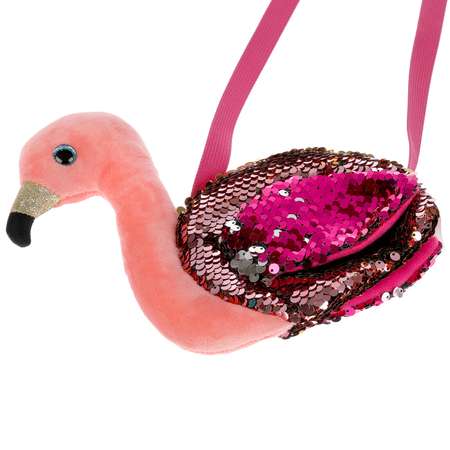 Мягкая сумочка Мой питомец в виде фламинго из пайеток 308184