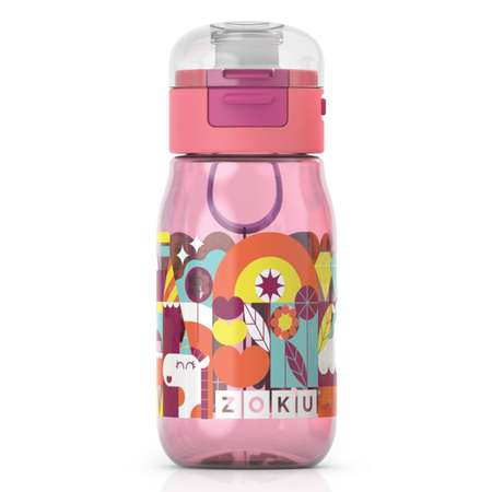 Бутылка Zoku с крышкой 475 мл розовая