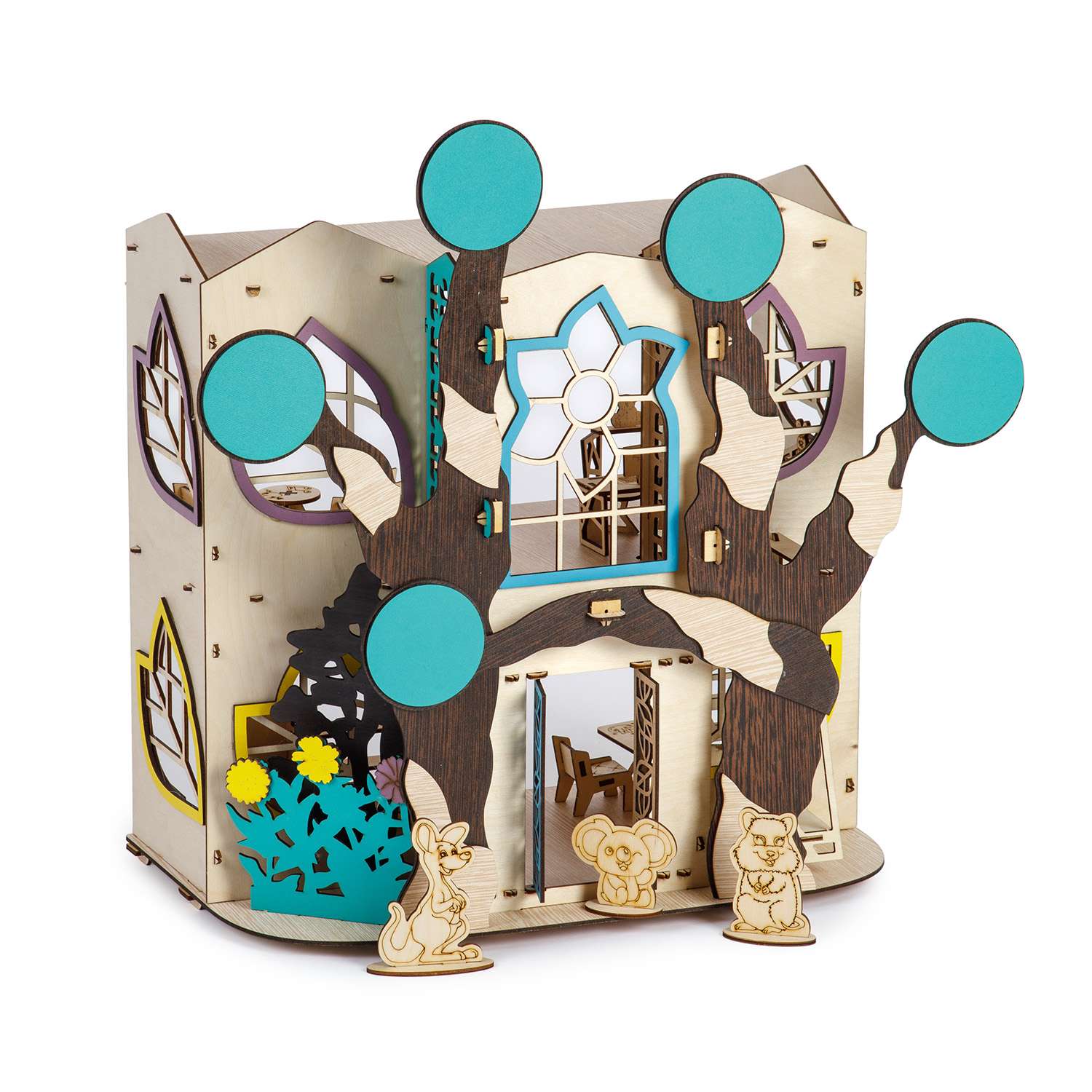 Сборная модель Тутси Кукольный домик Квокки с мебелью из дерева 1-202-2021 - фото 3