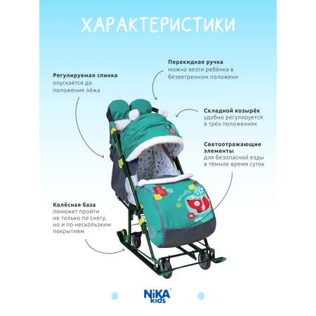 Зимние санки-коляска Nika kids прогулочные для детей