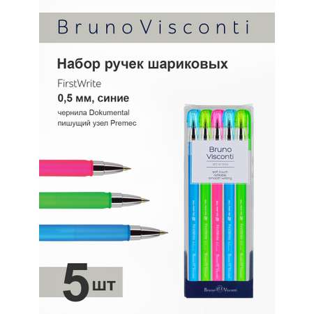 Набор из 5-ти шариковых ручек Bruno Visconti FirstWrite Creative синие