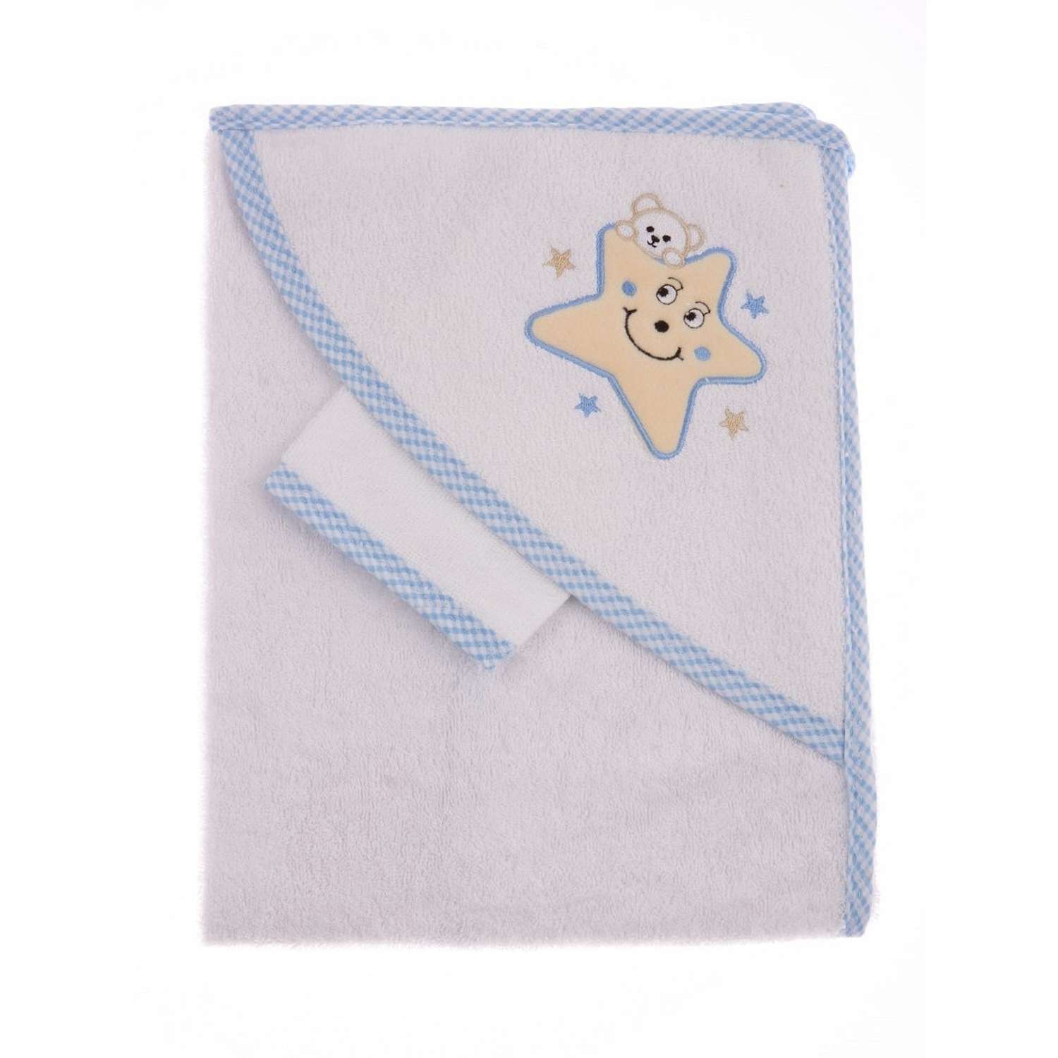 Набор для купания малыша M-BABY хлопковое махровое полотенце и рукавичка - фото 1