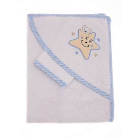 Набор для купания малыша M-BABY хлопковое махровое полотенце и рукавичка