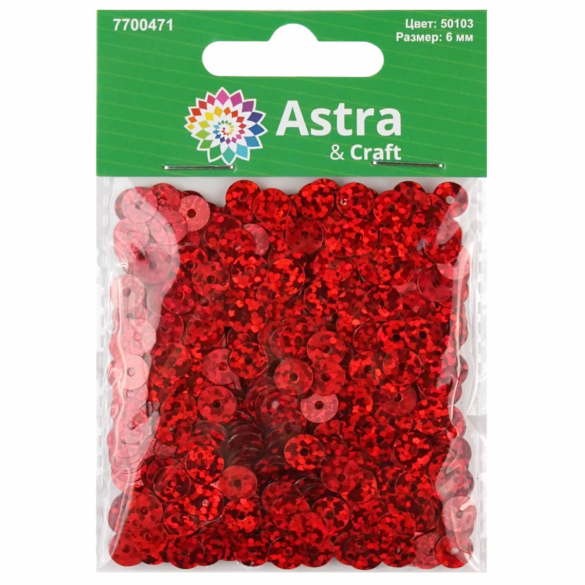 Пайетки Astra Craft плоские декоративные для творчества и рукоделия 6 мм 10 гр красный голограмма - фото 4