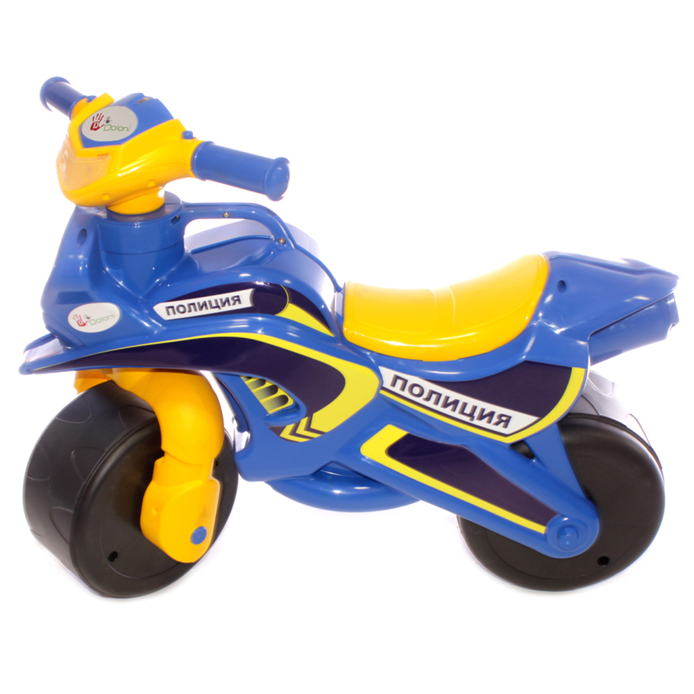 Мотоцикл-каталка Полиция Doloni без музыки сине-желтый - фото 6