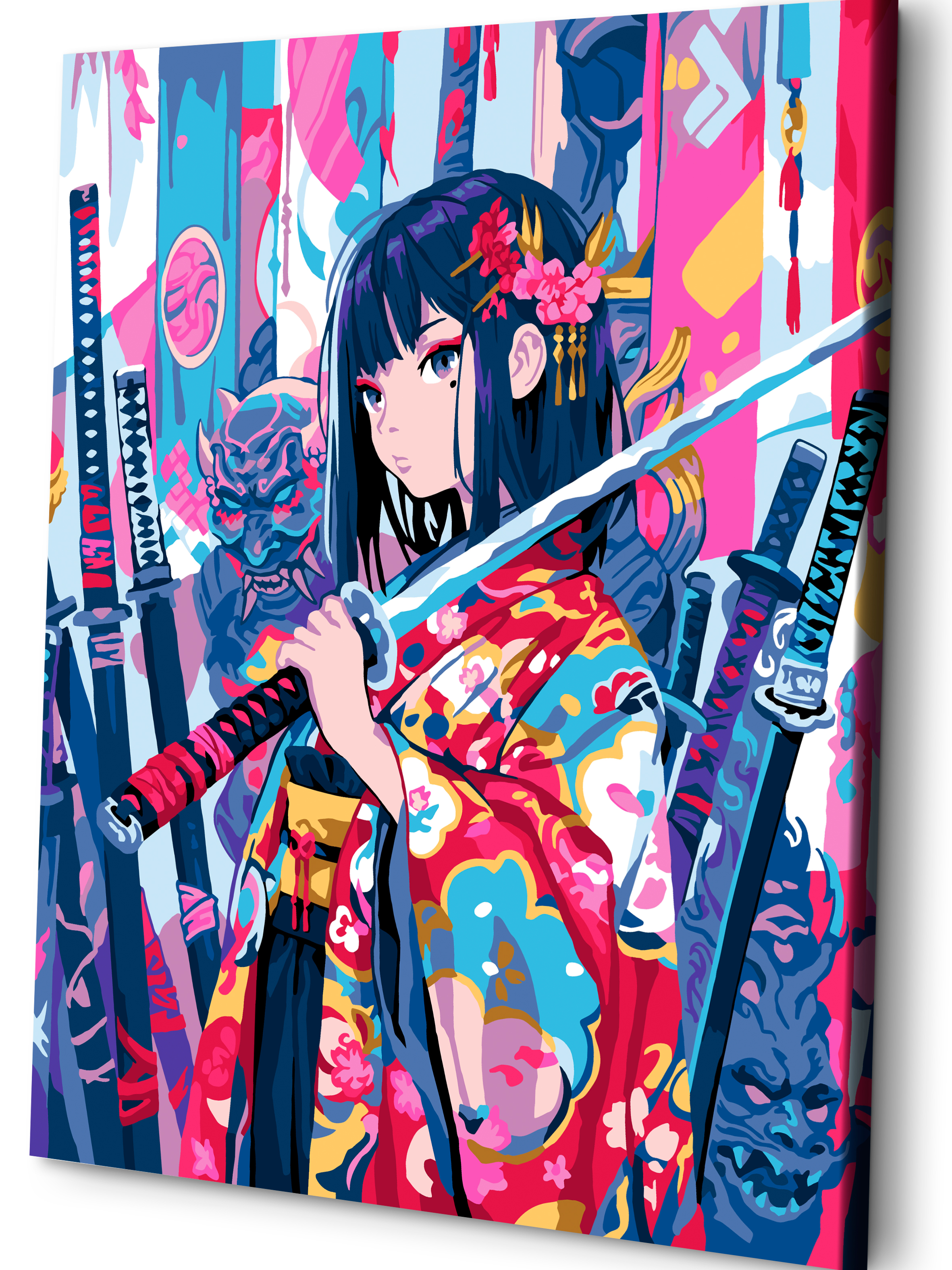 Картина по номерам Art sensation холст на подрамнике 40х50 см Аниме девушка в кимоно - фото 1