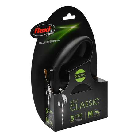 Рулетка Flexi New Classic М трос 5 м до 20 кг Черная