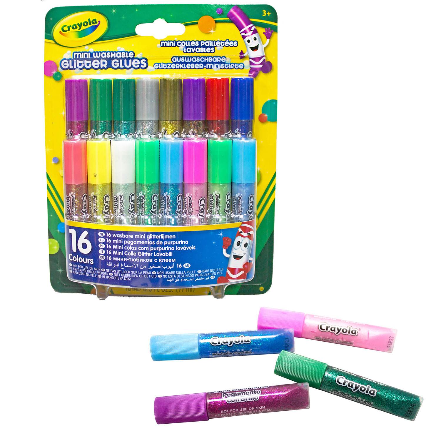 Блестящий клей Crayola 16 мини-тюбиков - фото 4