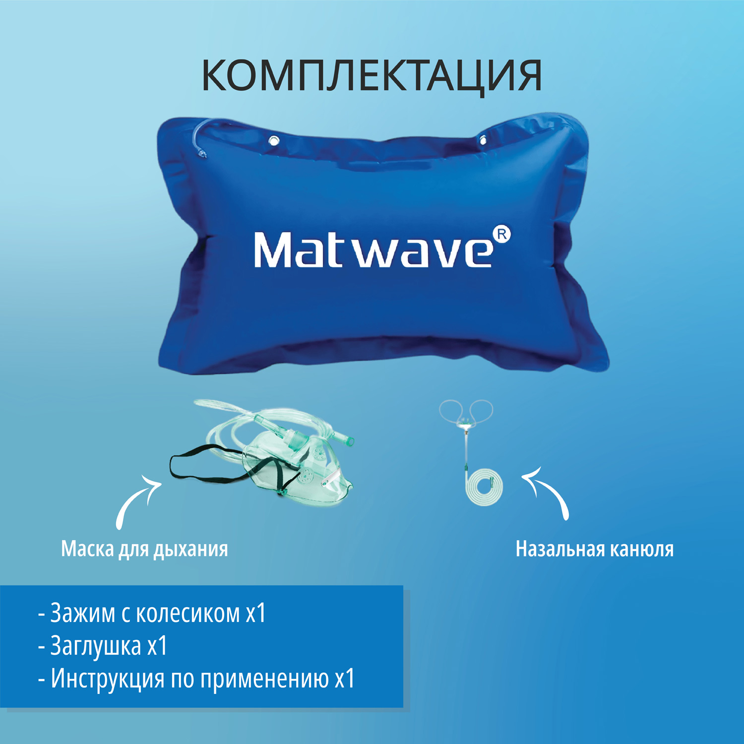 Кислородная подушка Matwave 42L + 2 маски + назальная канюля купить по цене  412 ₽ в интернет-магазине Детский мир