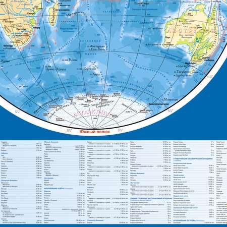 Карта Мира РУЗ Ко Физическая. Полушарии. Настенная на картоне с ламинацией