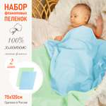Пеленка фланелевая Чудо-чадо для новорожденных «Тональность» голубой/фисташка 75х120см 2 шт