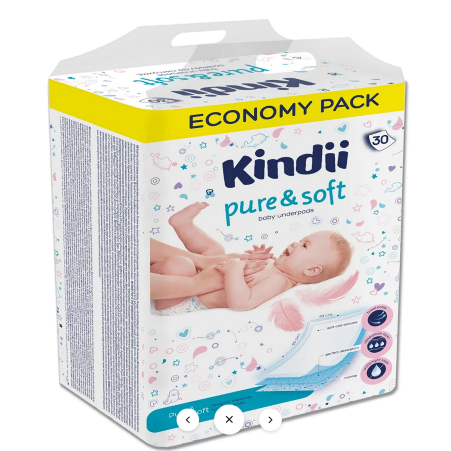 Одноразовые пелёнки для детей Kindii Pure Soft 60х40 30 шт - фото 1