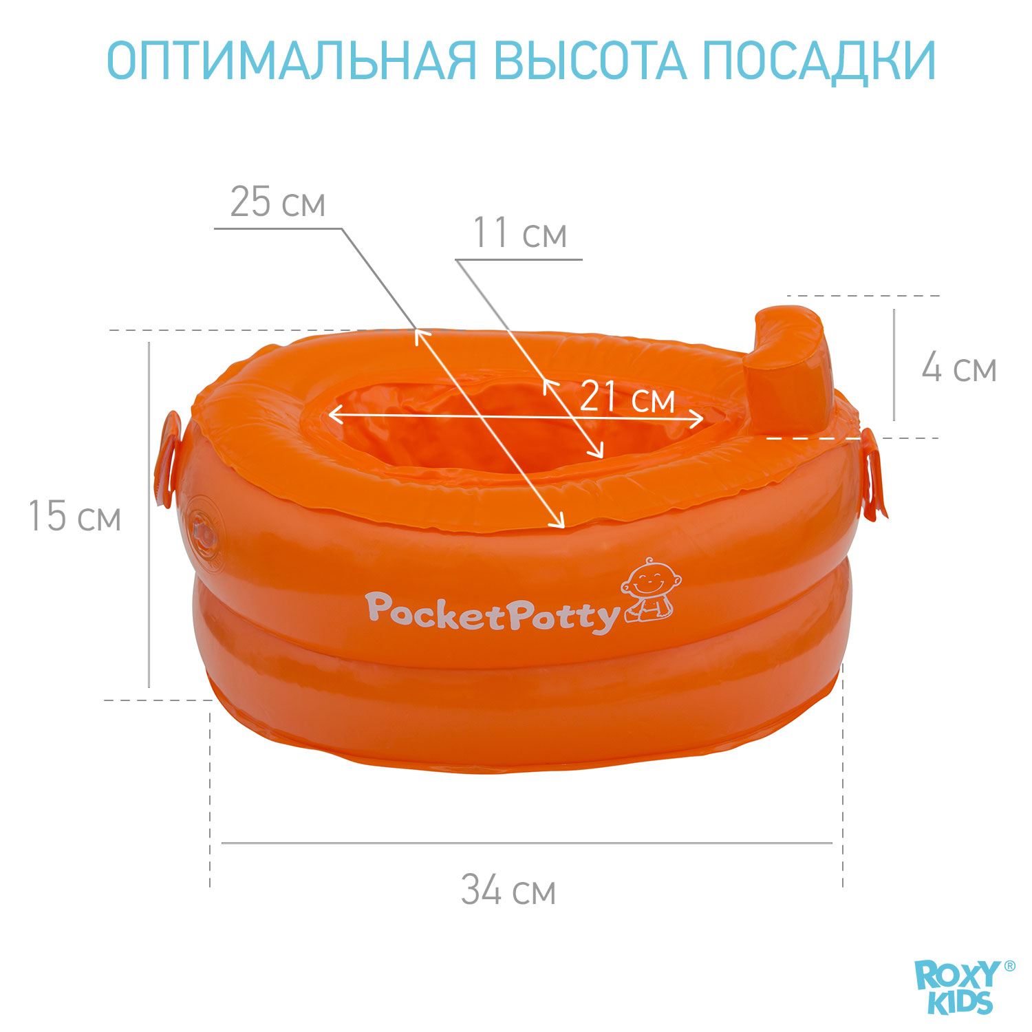 Горшок дорожный ROXY-KIDS надувной для детей PocketPotty цвет оранжевый - фото 5