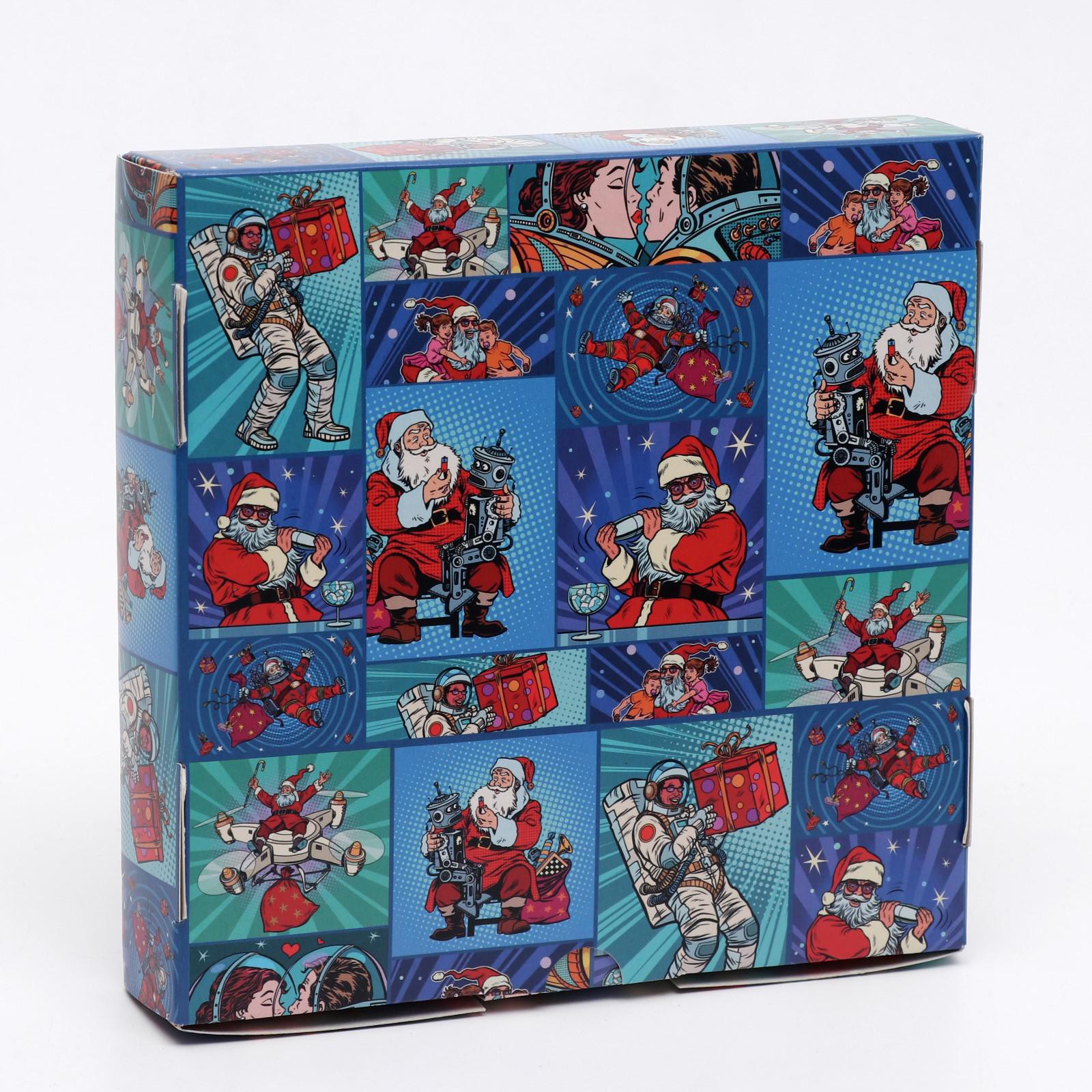 Коробка Sima-Land самосборная«Pop art улётный новый год» 16×16×3 см. 1 шт. - фото 3