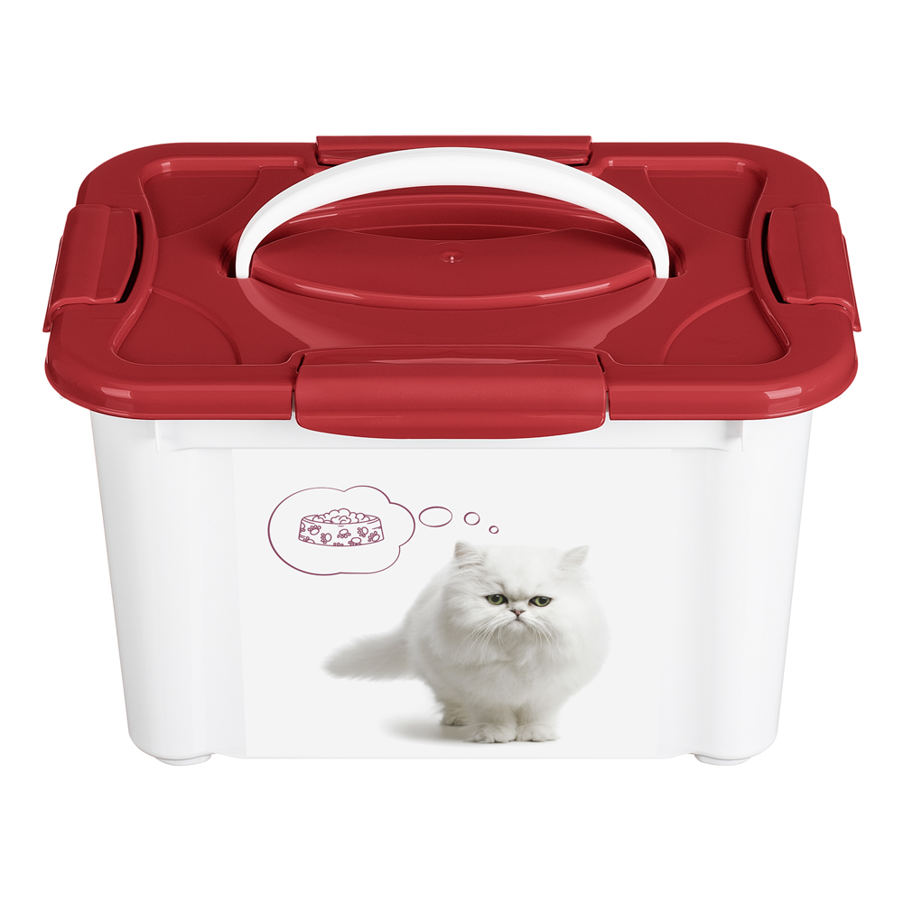 Контейнер для корма LUCKY PET с декором LUCKY PET 5.5 л кошки Бордовый - фото 1