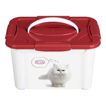 Контейнер для корма LUCKY PET с декором LUCKY PET 5.5 л кошки Бордовый