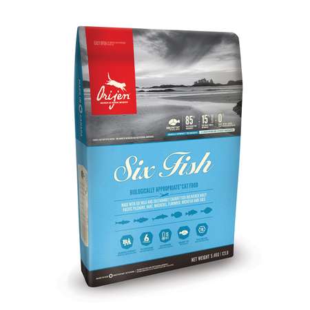Корм сухой для кошек ORIJEN Six fish 5.4кг беззерновой 6 видов рыб