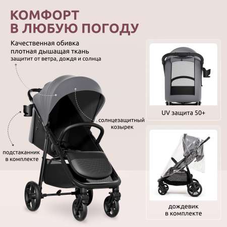 Коляска прогулочная детская Mompush Nova всесезонная дождевик в комплекте