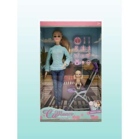 Кукла с малышом и коляской Story Game KQ117A/белый