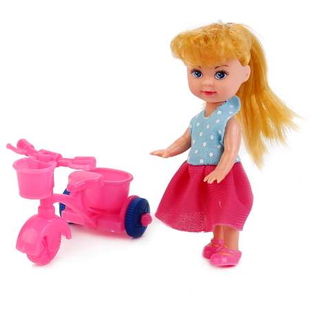 Кукла Карапуз Машенька на велосипеде с двумя пони (MARY88833-BB)