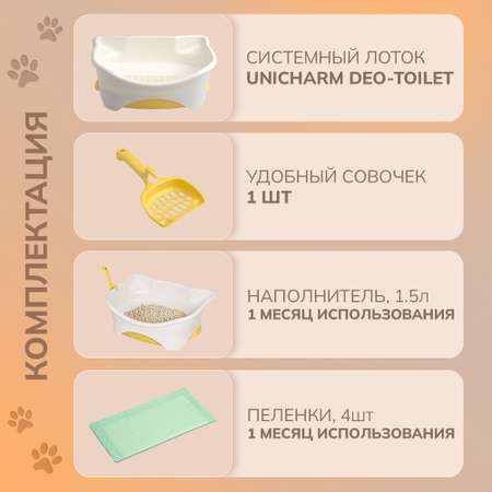 Системный туалет DeoToilet Unicharm для котят цвет бежевый