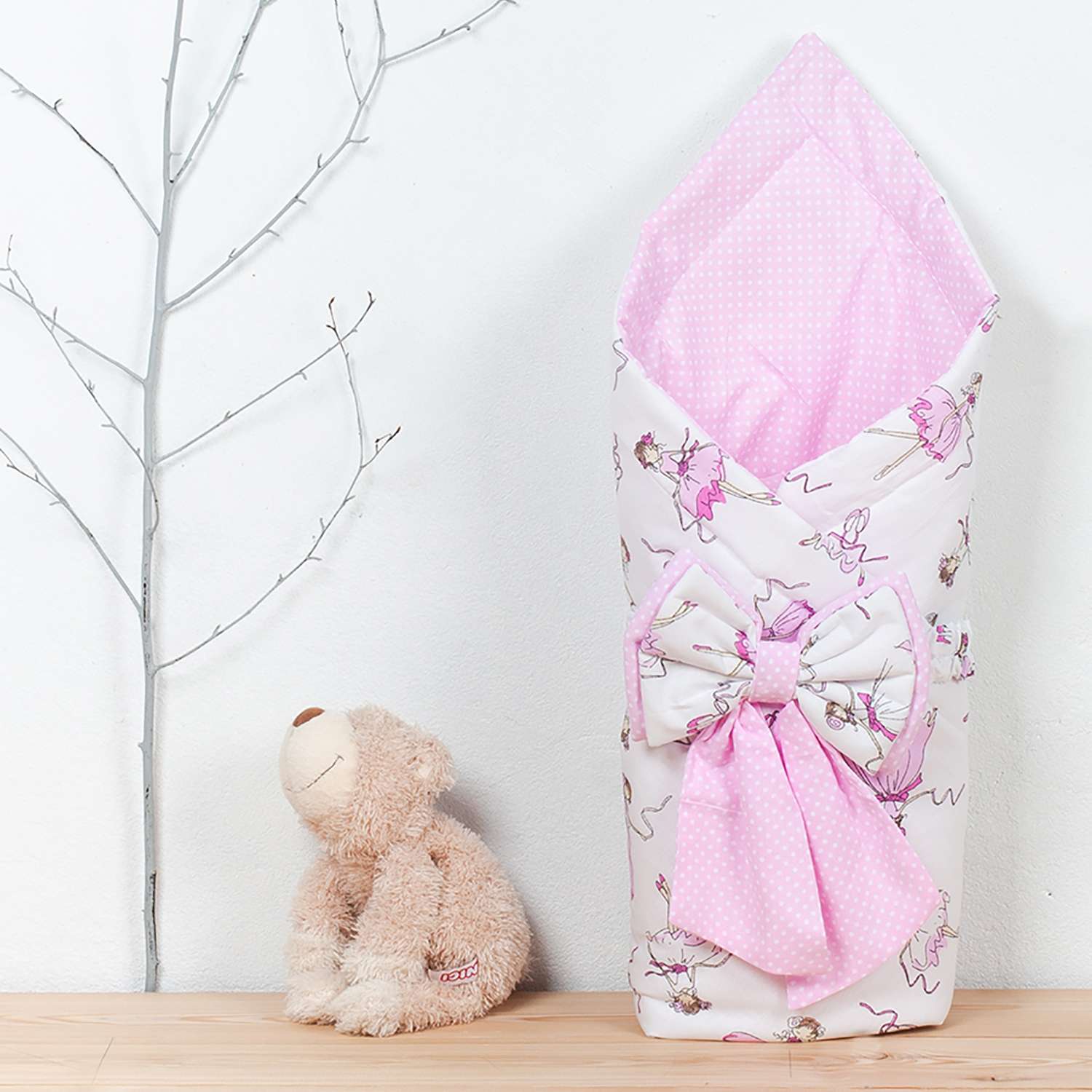 Конверт-одеяло Чудо-чадо для новорожденного на выписку Нелето балерины/розовый - фото 3