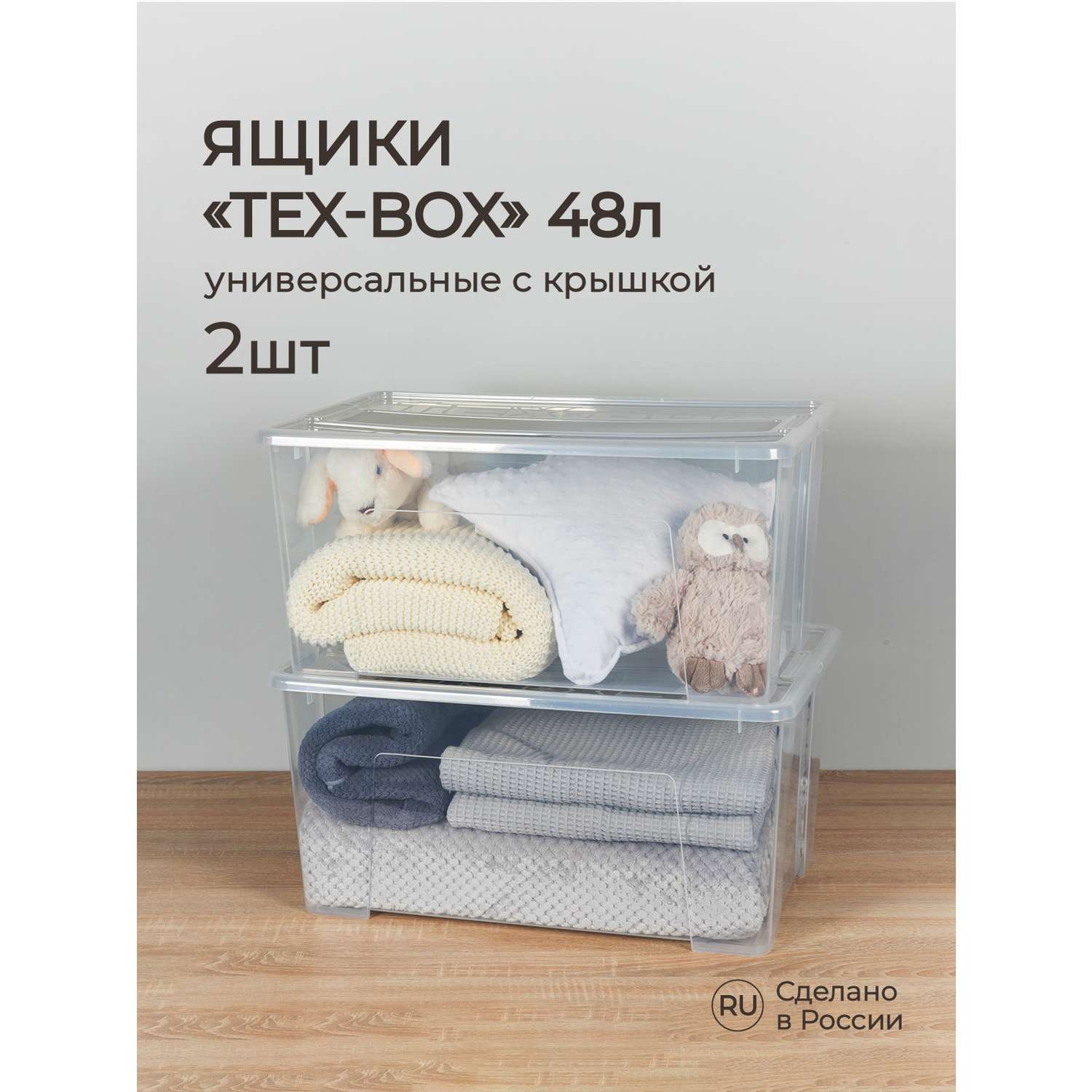 Комплект ящиков Econova для хранения TEX-BOX 48л 57х38х27.2см х2 шт. - фото 1