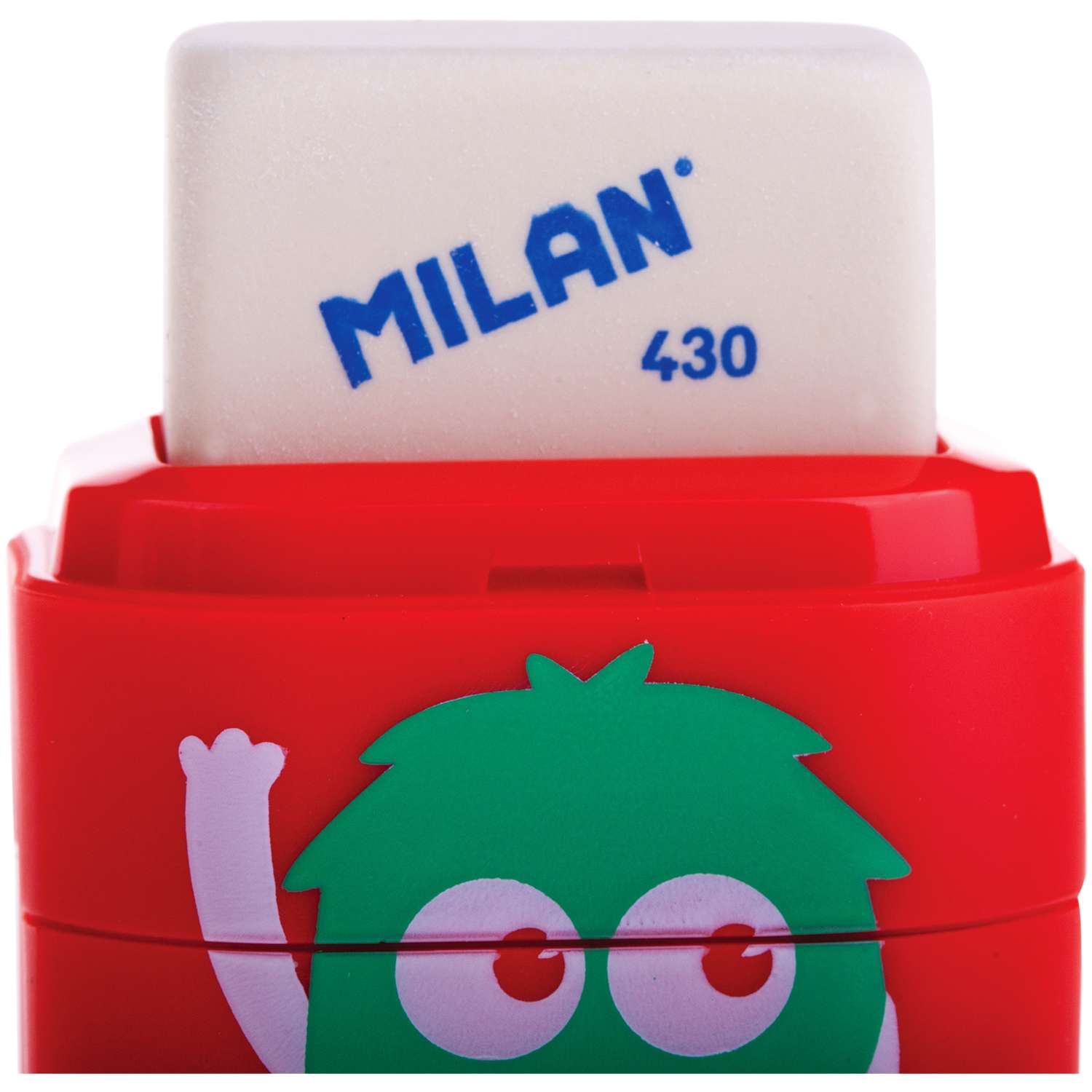 Точилка пластиковая с ластиком MILAN Compact Monsters 2 отверстия контейнер в ассортименте - фото 4