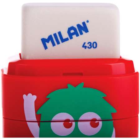 Точилка пластиковая с ластиком MILAN Compact Monsters 2 отверстия контейнер в ассортименте