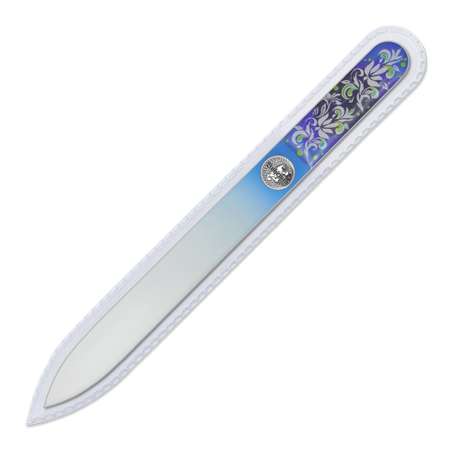 Пилка для ногтей BOHEMIA Czech Glass Nail Files 135 мм с объемной 3D наклейкой синий фон