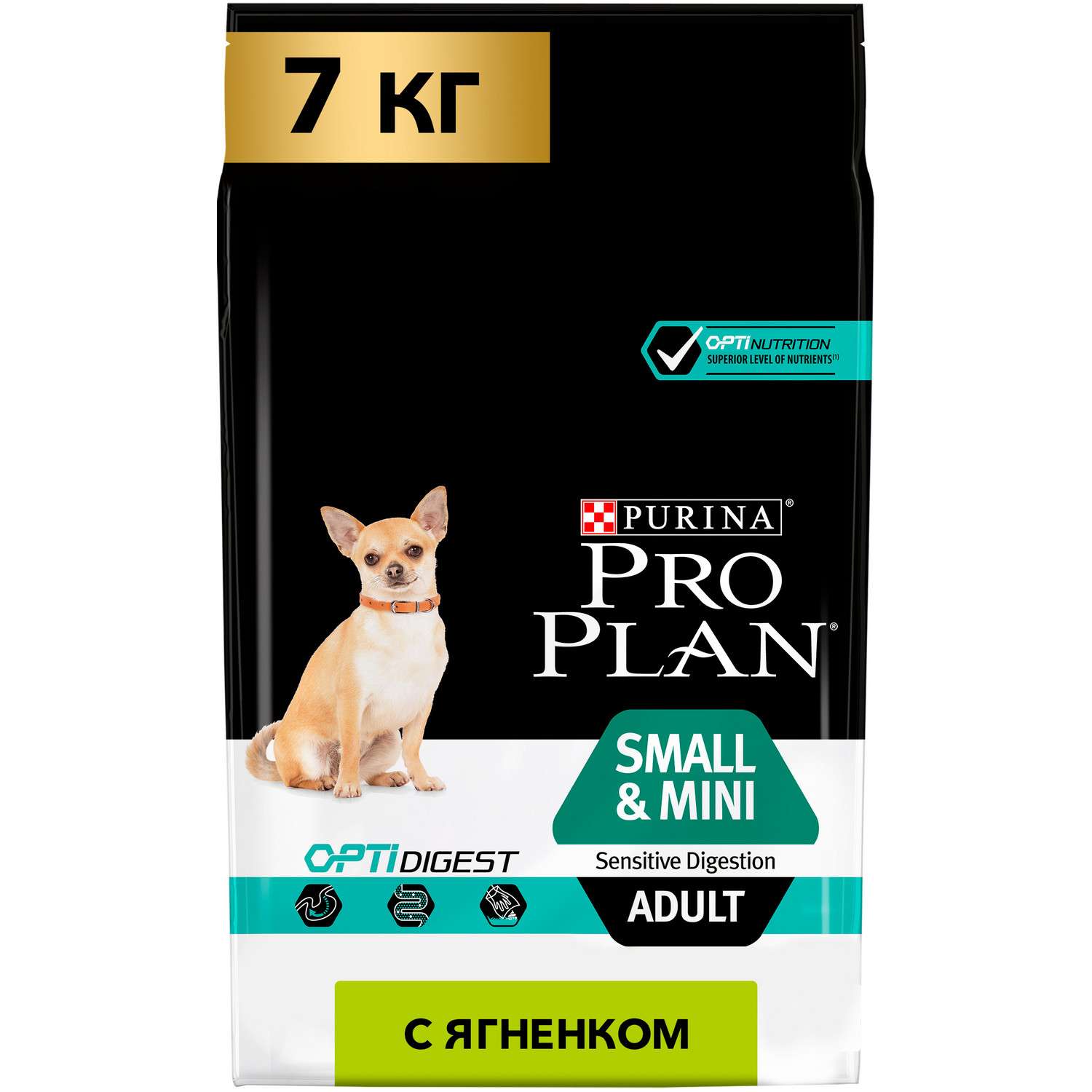 Корм для собак PRO PLAN мелких и миниатюрных пород с чувствительным пищеварением с комплексом Optidigest ягненок с рисом 7кг - фото 1