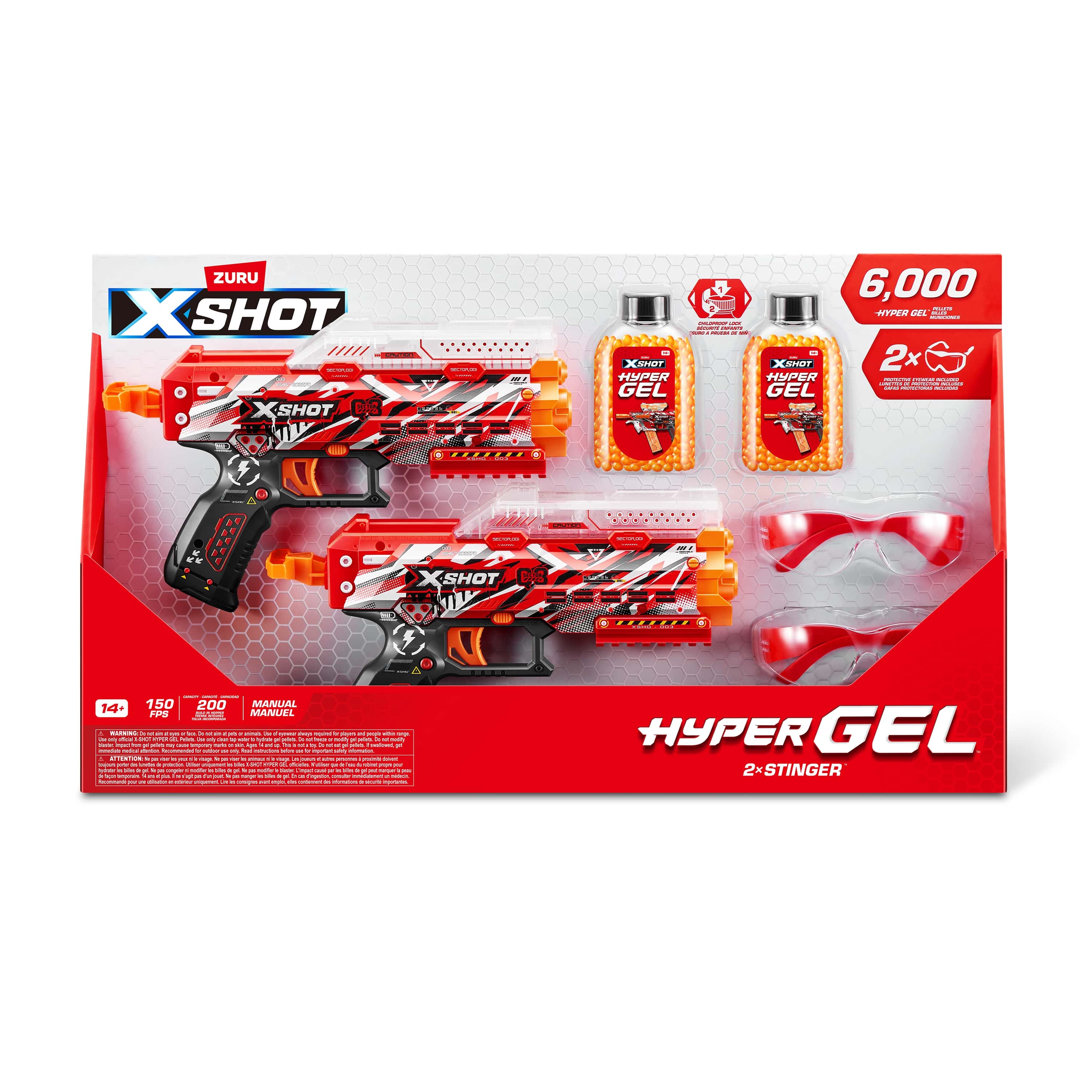 Игровой набор для стрельбы Zuru XSHOT  HYPERGEL Бластер Стингер 6000 гелевых шариков в комплекте - фото 1