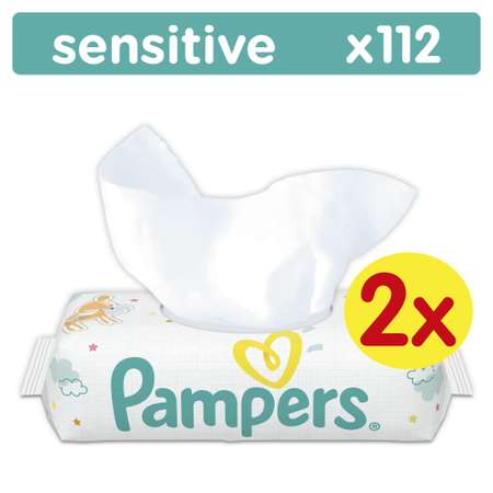 Салфетки Pampers Sensitive влажные сменный блок 2*56шт